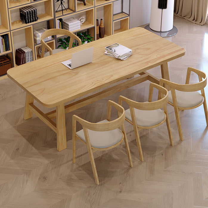 Modern Style Office Desk Solid Wood Trestle Writing Desk for Home 70.9"L x 31.5"W x 29.5"H Clearhalo 'furn' 'furn_office_desk' 'Furniture' 'Office Desks' 'Office Furniture' 'office_desk' 5636435