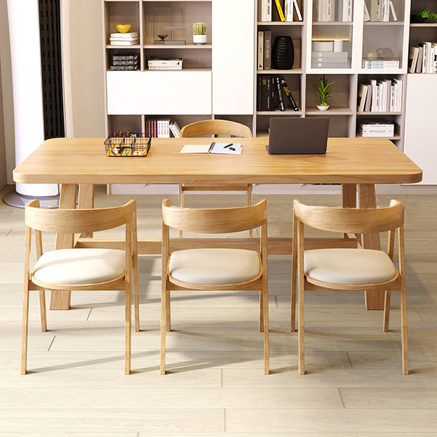 Modern Style Office Desk Solid Wood Trestle Writing Desk for Home Clearhalo 'furn' 'furn_office_desk' 'Furniture' 'Office Desks' 'Office Furniture' 'office_desk' 5636447