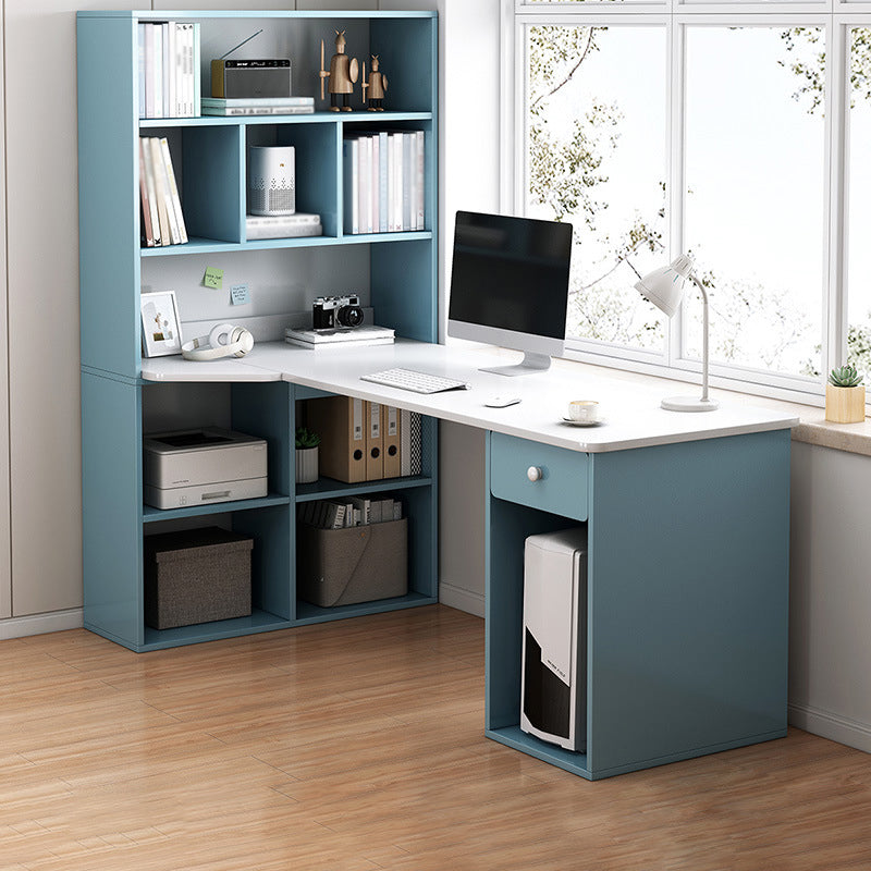 Modern Corner Writing Desk Manufactured Wood Desk With Bookshelf,47.2"L x 23.6"W Blue Clearhalo 'furn' 'furn_office_desk' 'Furniture' 'Office Desks' 'Office Furniture' 'office_desk' 5636480
