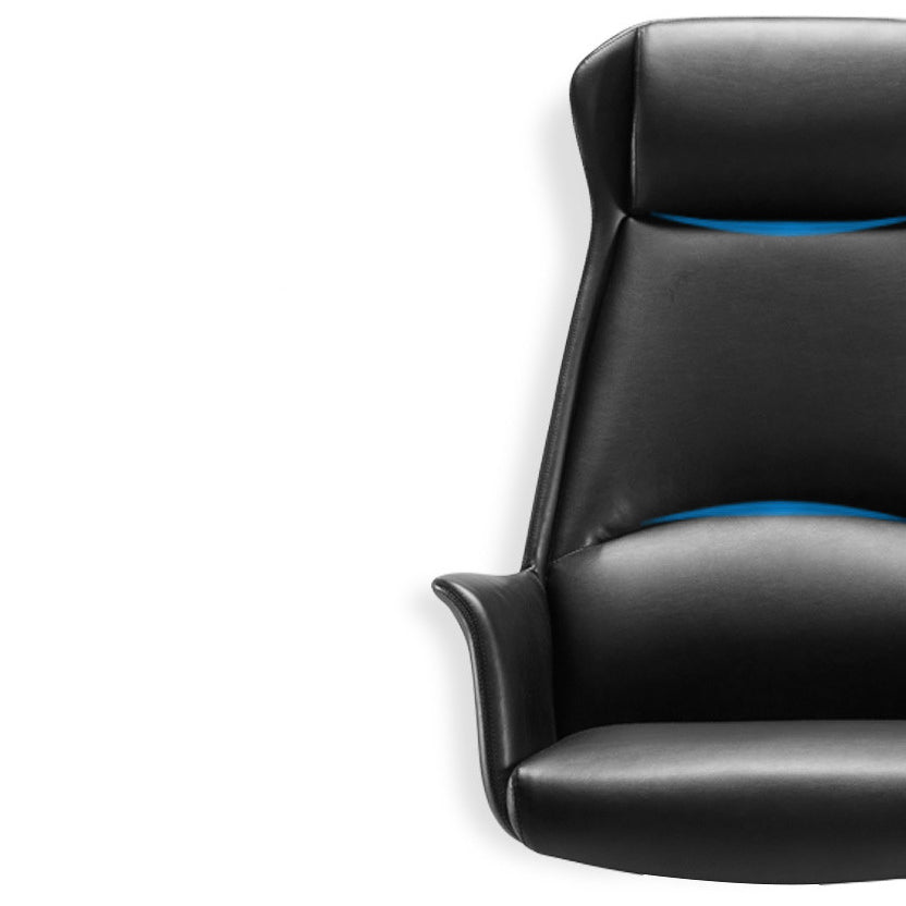 Moderner schwarzer Lederschischstuhl mit Hight in Home Office Stuhl