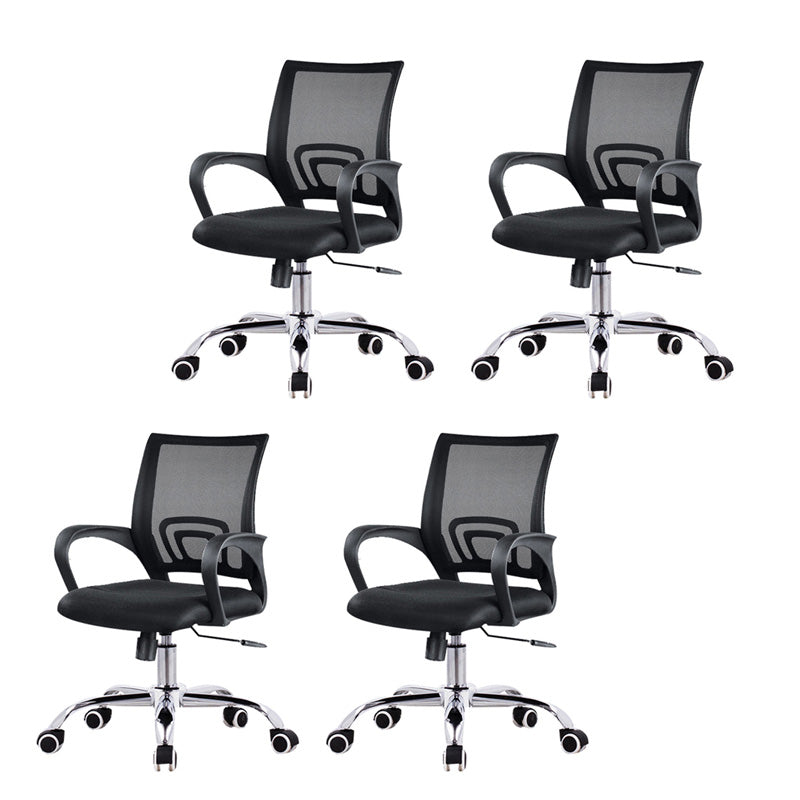 Modern Desk Chair Mid Back Ergonomic Computer Task Mesh Office Chair 4 Piece Set Casters Included Clearhalo 'furn' 'furn_office_chair' 'Furniture' 'Office Chairs' 'Office Furniture' 'office_chair' 5636595