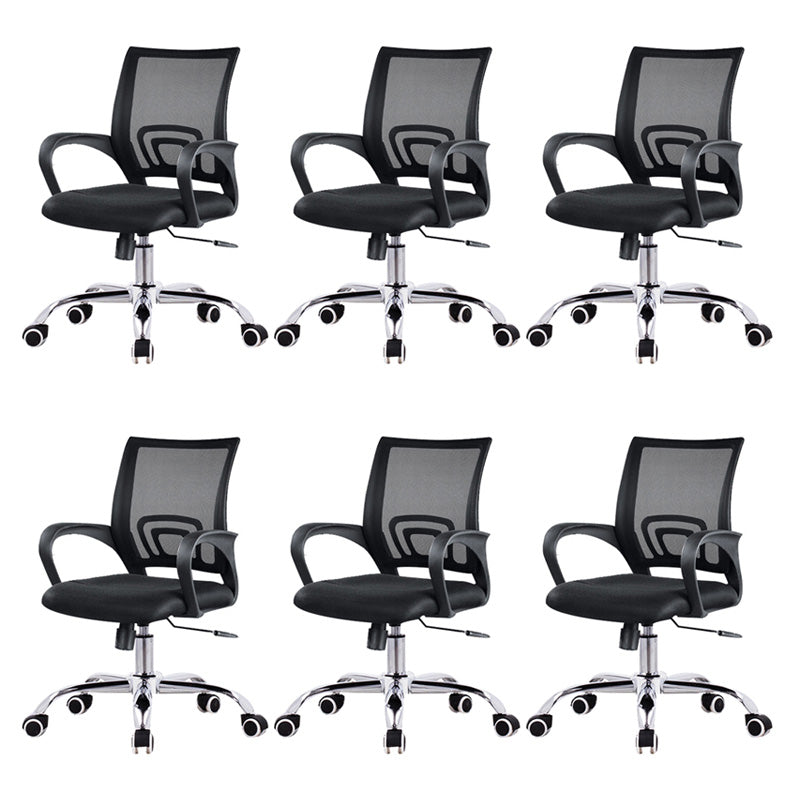 Modern Desk Chair Mid Back Ergonomic Computer Task Mesh Office Chair 6 Piece Set Casters Included Clearhalo 'furn' 'furn_office_chair' 'Furniture' 'Office Chairs' 'Office Furniture' 'office_chair' 5636597