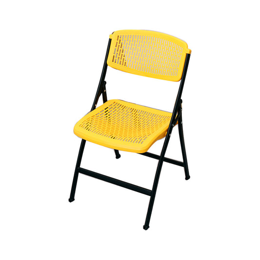 Modern Armless Conference Chair Plastic Low Back Office Chair Yellow 1 Piece