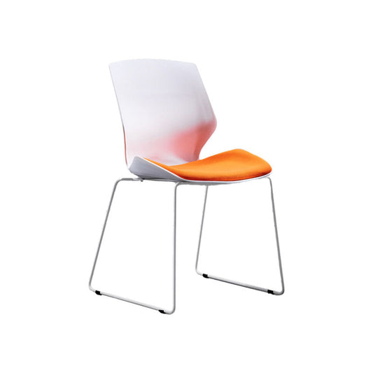 Modern Armless Upholstered Task Chair No Wheels Office Chair Orange 1 Piece Arch
