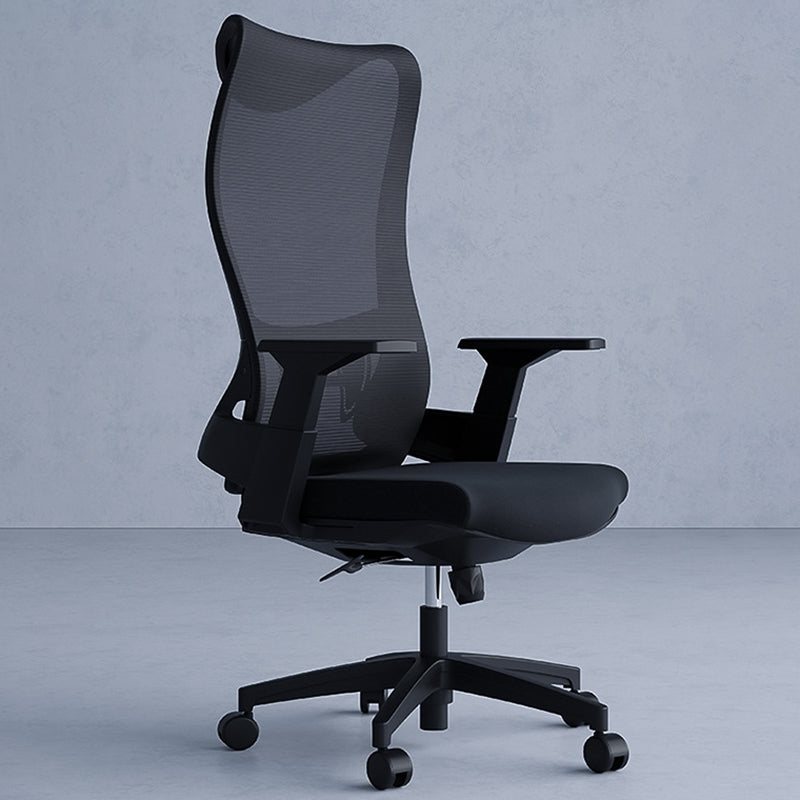 High Back Office Chair Rotatable Black Mesh Desk Chair with Adjustable Arm 1 Piece Casters Included Clearhalo 'furn' 'furn_office_chair' 'Furniture' 'Office Chairs' 'Office Furniture' 'office_chair' 5636951