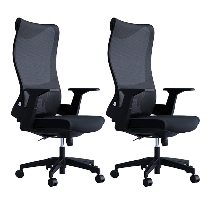 High Back Office Chair Rotatable Black Mesh Desk Chair with Adjustable Arm 2 Piece Set Casters Included Clearhalo 'furn' 'furn_office_chair' 'Furniture' 'Office Chairs' 'Office Furniture' 'office_chair' 5636952