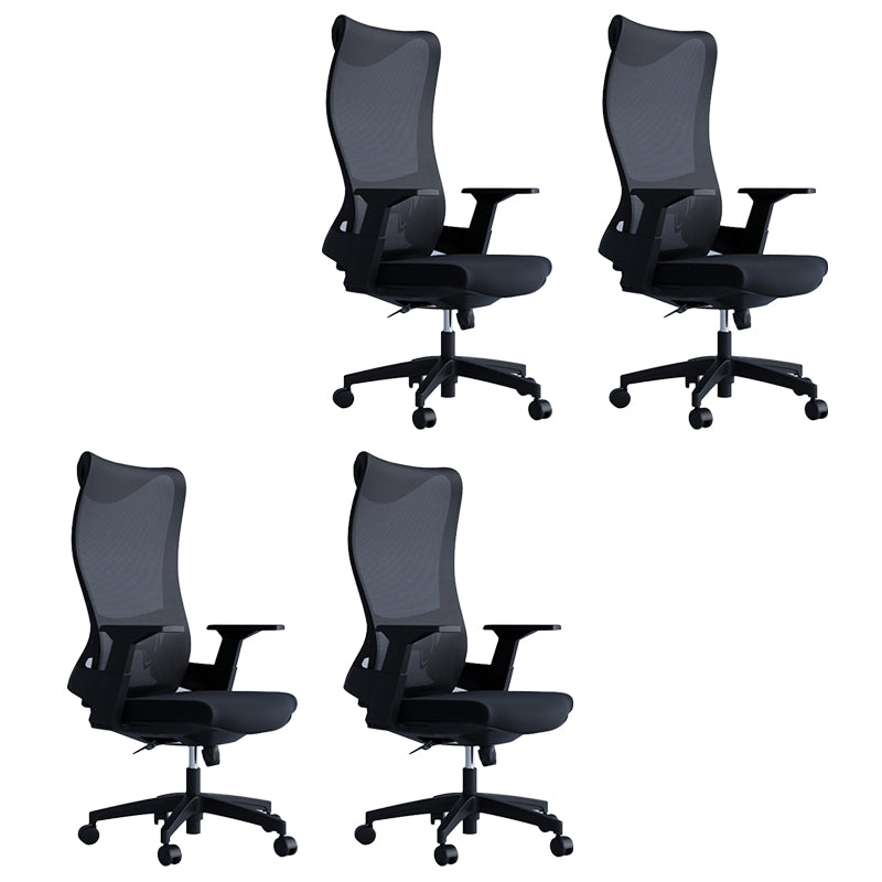 High Back Office Chair Rotatable Black Mesh Desk Chair with Adjustable Arm 4 Piece Set Casters Included Clearhalo 'furn' 'furn_office_chair' 'Furniture' 'Office Chairs' 'Office Furniture' 'office_chair' 5636954