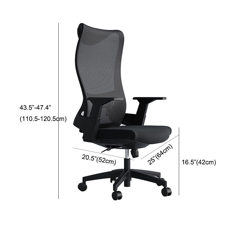 High Back Office Chair Rotatable Black Mesh Desk Chair with Adjustable Arm Clearhalo 'furn' 'furn_office_chair' 'Furniture' 'Office Chairs' 'Office Furniture' 'office_chair' 5636969