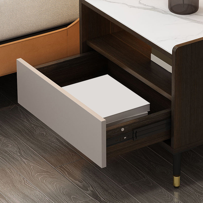Modern Stone Top Top Open Open Storage Open Tavolo da 18 pollici H 1-Drawer Night With Gambe