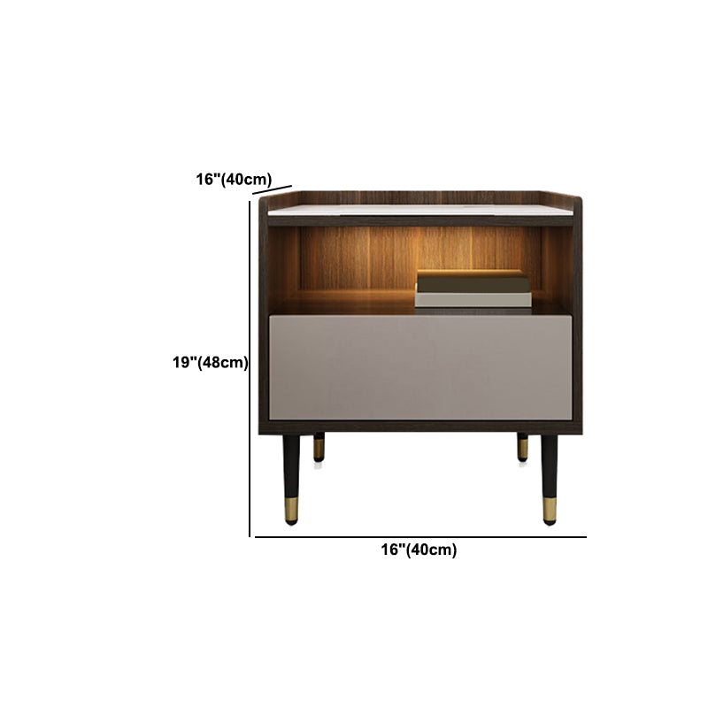 Modern Stone Top Top Open Open Storage Open Tavolo da 18 pollici H 1-Drawer Night With Gambe