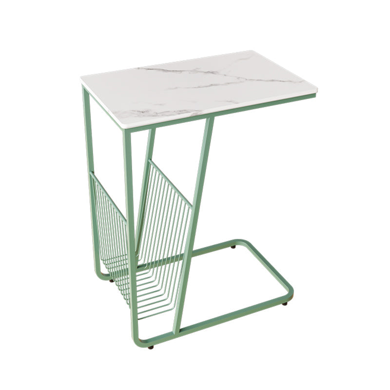 Modern 24 Inch H Nightstand Stone Top Metal Open Storage Night Table Green Clearhalo 'Bedroom Furniture' 'furn' 'furn_night_stand' 'Furniture' 'night_stand' 'Nightstands' 5637001