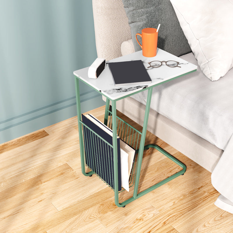 Modern 24 Inch H Nightstand Stone Top Metal Open Storage Night Table Clearhalo 'Bedroom Furniture' 'furn' 'furn_night_stand' 'Furniture' 'night_stand' 'Nightstands' 5637004