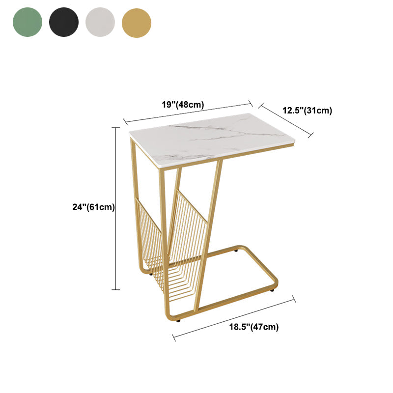 Modern 24 Inch H Nightstand Stone Top Metal Open Storage Night Table Clearhalo 'Bedroom Furniture' 'furn' 'furn_night_stand' 'Furniture' 'night_stand' 'Nightstands' 5637005