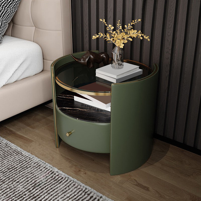 Glam Glass Top Nightand Open Rangement 20 pouces H Table de nuit à 1 dessin