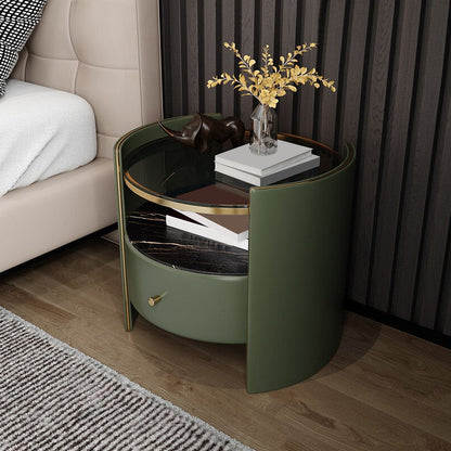 Glam Glass Top Nightand Open Rangement 20 pouces H Table de nuit à 1 dessin