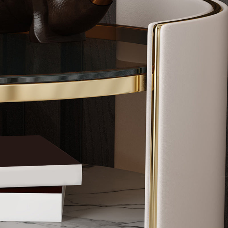 Glam Glass Top Nightand Open Rangement 20 pouces H Table de nuit à 1 dessin