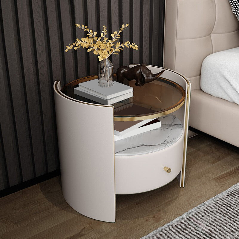 Glam Glass Top Nightand Open Rangement 20 pouces H Table de nuit à 1 dessin