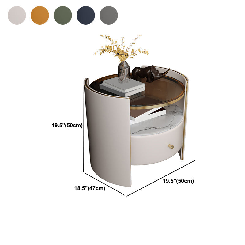 Glam Glass Top Nightand Open Rangement 20 pouces H Table de nuit à 1 dessin