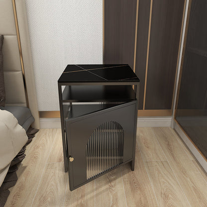 Armoire de lit en métal moderne Top 22 pouces H 1 table de nuit en noir / blanc