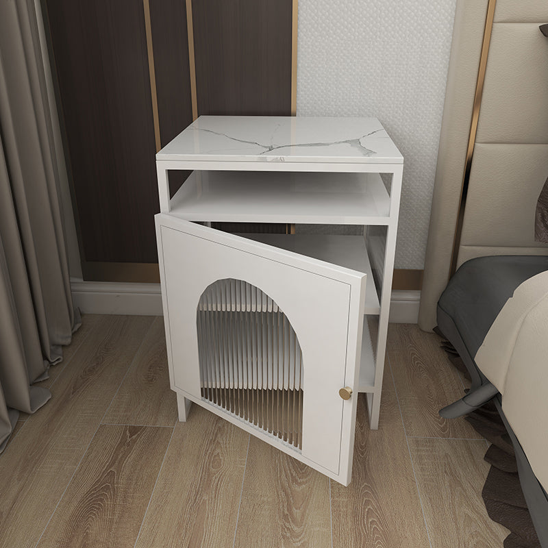 Armoire de lit en métal moderne Top 22 pouces H 1 table de nuit en noir / blanc