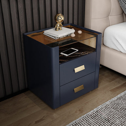Glam de 22 pulgadas H Nightsand Glass Top Open Storage Night Table de almacenamiento