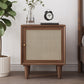 Modern Wicker/Rattan Cabinet Brown 1-Shelf Solid Wood 22 Inch H Nightstand with Door Walnut Clearhalo 'Bedroom Furniture' 'furn' 'furn_night_stand' 'Furniture' 'night_stand' 'Nightstands' 5637171