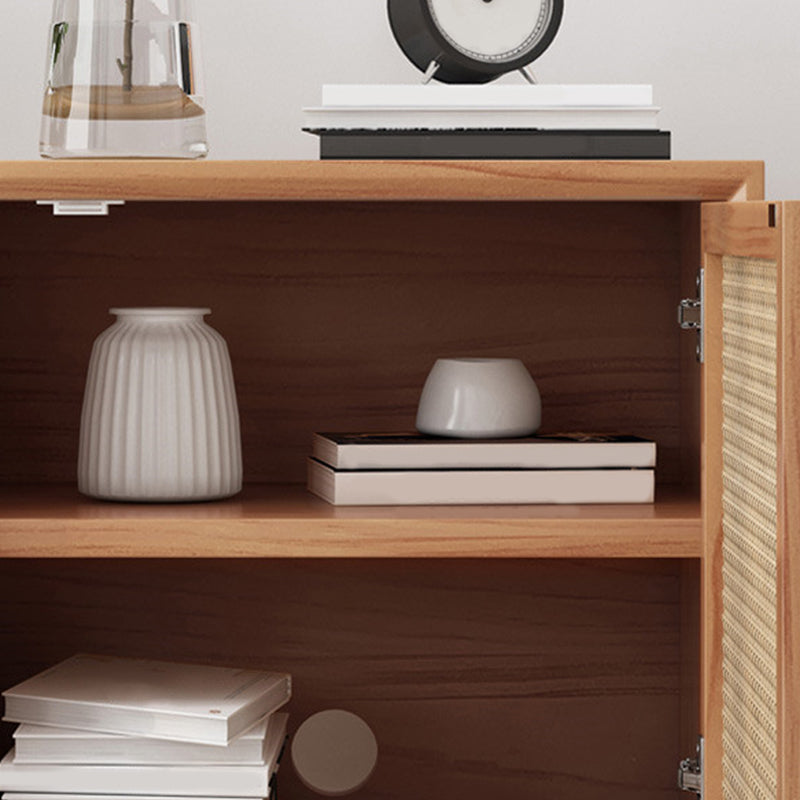 Modern Wicker/Rattan Cabinet Brown 1-Shelf Solid Wood 22 Inch H Nightstand with Door Clearhalo 'Bedroom Furniture' 'furn' 'furn_night_stand' 'Furniture' 'night_stand' 'Nightstands' 5637173