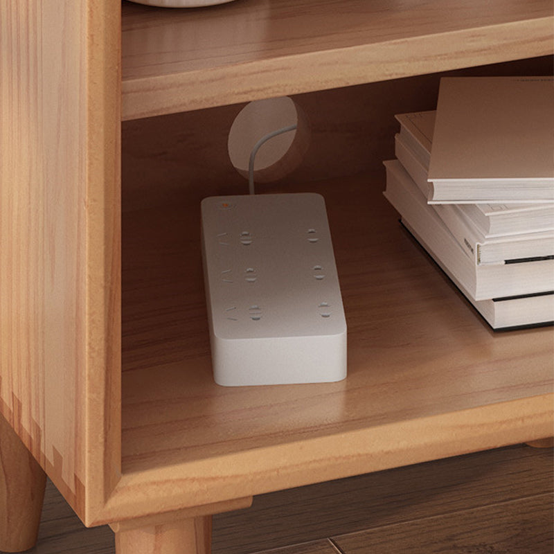 Modern Wicker/Rattan Cabinet Brown 1-Shelf Solid Wood 22 Inch H Nightstand with Door Clearhalo 'Bedroom Furniture' 'furn' 'furn_night_stand' 'Furniture' 'night_stand' 'Nightstands' 5637174