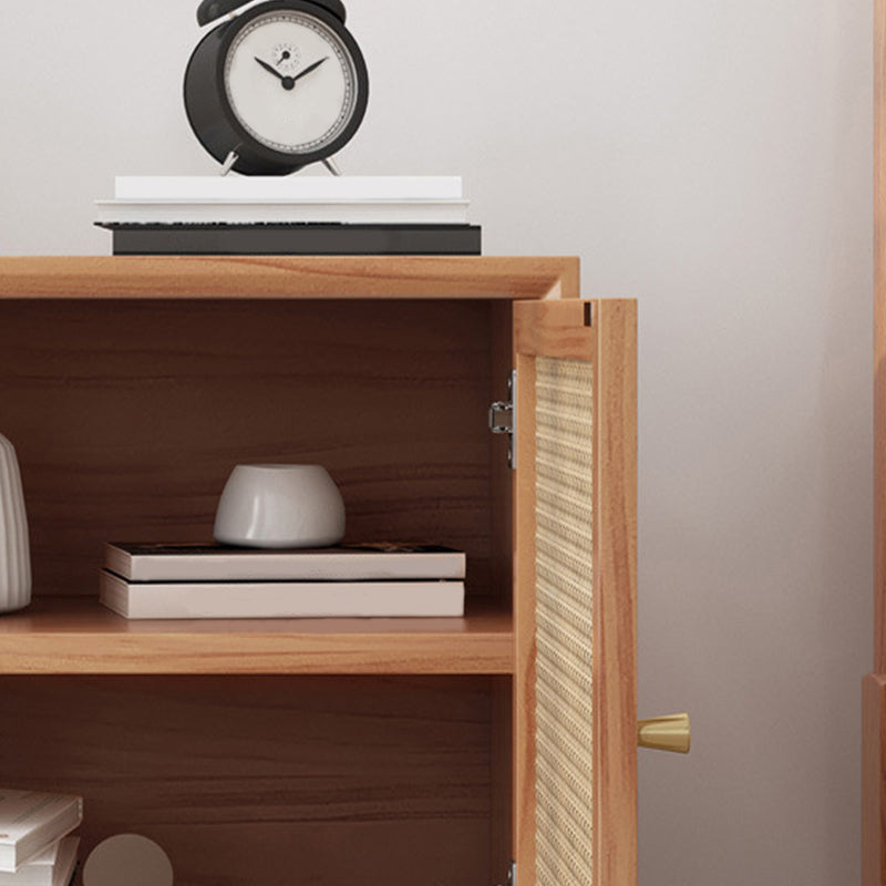 Modern Wicker/Rattan Cabinet Brown 1-Shelf Solid Wood 22 Inch H Nightstand with Door Clearhalo 'Bedroom Furniture' 'furn' 'furn_night_stand' 'Furniture' 'night_stand' 'Nightstands' 5637175