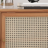 Modern Wicker/Rattan Cabinet Brown 1-Shelf Solid Wood 22 Inch H Nightstand with Door Clearhalo 'Bedroom Furniture' 'furn' 'furn_night_stand' 'Furniture' 'night_stand' 'Nightstands' 5637176