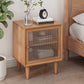 Modern Wicker/Rattan Cabinet Brown 1-Shelf Solid Wood 22 Inch H Nightstand with Door Apricot Clearhalo 'Bedroom Furniture' 'furn' 'furn_night_stand' 'Furniture' 'night_stand' 'Nightstands' 5637177