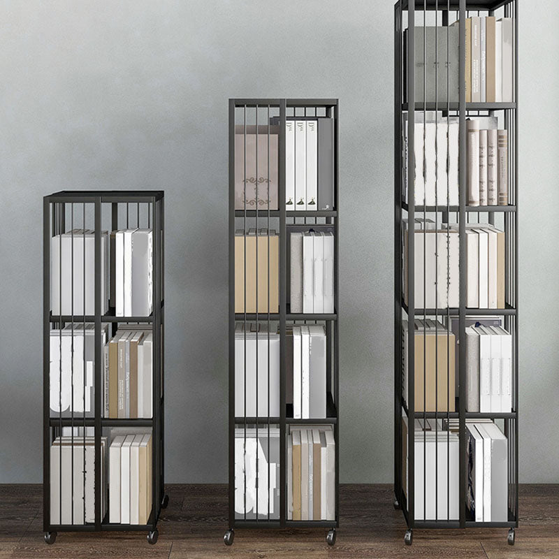 Modern Metal Bookshelf Standard Vertical Bookcase in Burnish Clearhalo 'Bookcases' 'furn' 'furn_bookcases' 'Furniture' 'Office Furniture' 5637229