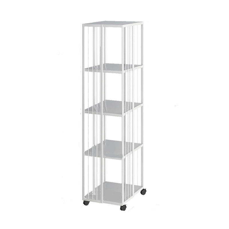 Modern Metal Bookshelf Standard Vertical Bookcase in Burnish 13.8"L x 13.8"W x 54.7"H White Clearhalo 'Bookcases' 'furn' 'furn_bookcases' 'Furniture' 'Office Furniture' 5637230