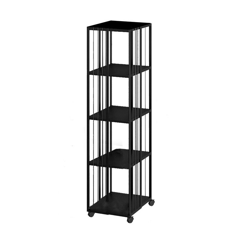 Modern Metal Bookshelf Standard Vertical Bookcase in Burnish 13.8"L x 13.8"W x 54.7"H Black Clearhalo 'Bookcases' 'furn' 'furn_bookcases' 'Furniture' 'Office Furniture' 5637232