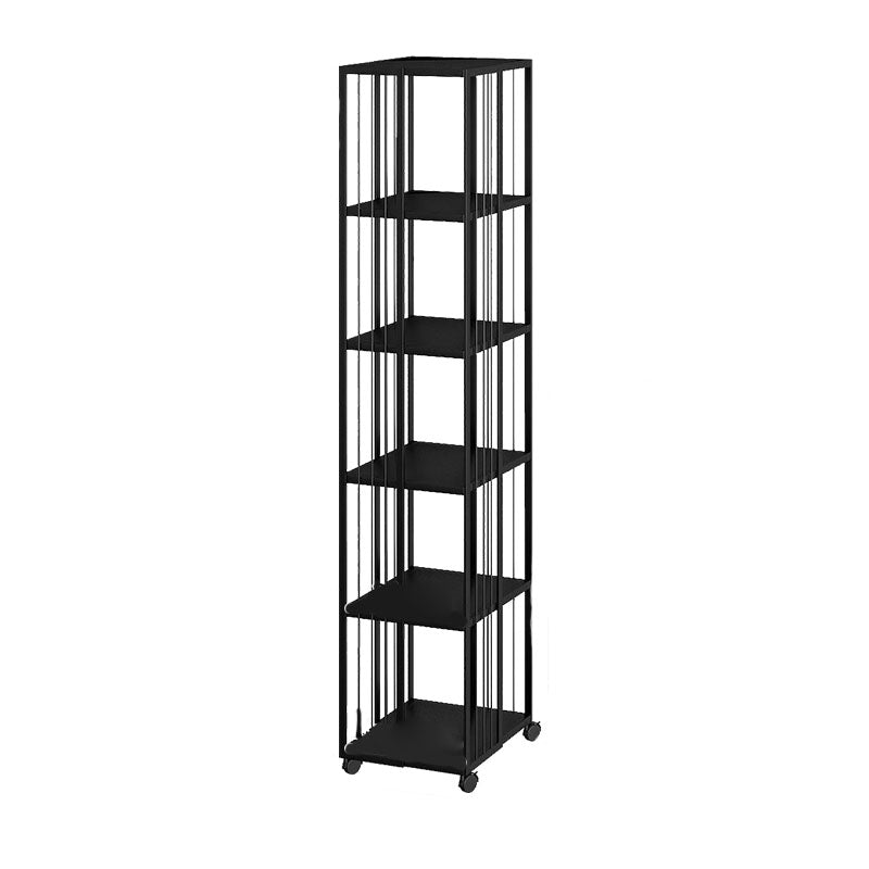 Modern Metal Bookshelf Standard Vertical Bookcase in Burnish 13.8"L x 13.8"W x 68.3"H Black Clearhalo 'Bookcases' 'furn' 'furn_bookcases' 'Furniture' 'Office Furniture' 5637234