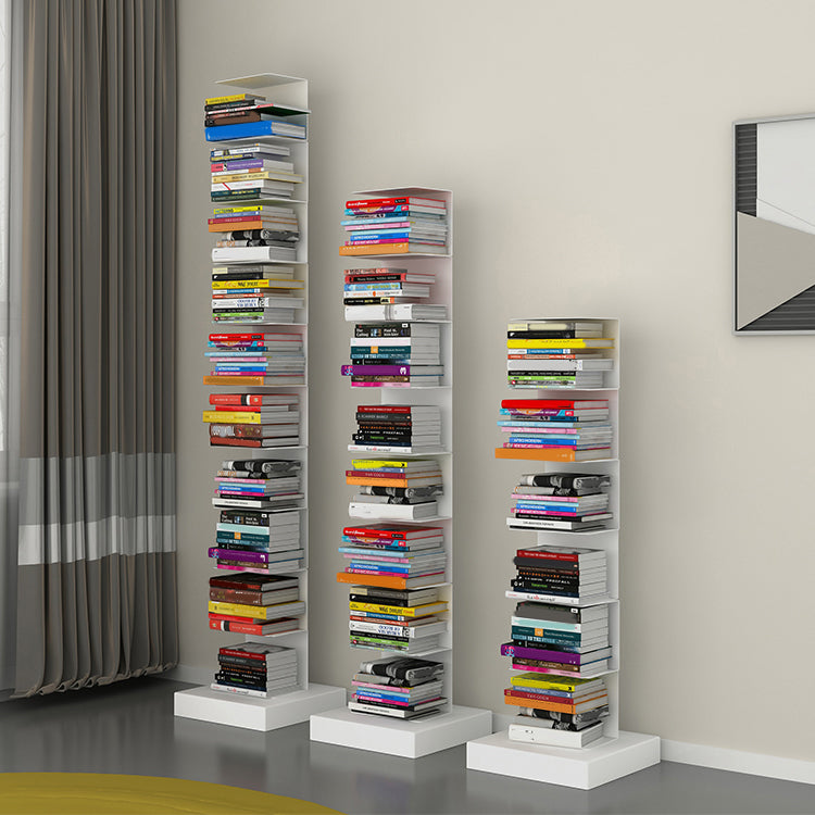 Modern Steel Bookcase, White, Geometric Bookshelf for Any Room Clearhalo 'Bookcases' 'furn' 'furn_bookcases' 'Furniture' 'Office Furniture' 5637303