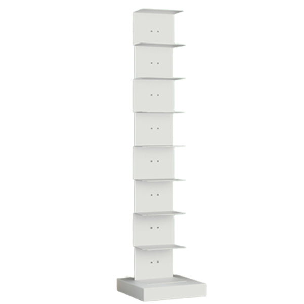 Modern Steel Bookcase, White, Geometric Bookshelf for Any Room 13.8"L x 13.8"W x 55.5"H Clearhalo 'Bookcases' 'furn' 'furn_bookcases' 'Furniture' 'Office Furniture' 5637305
