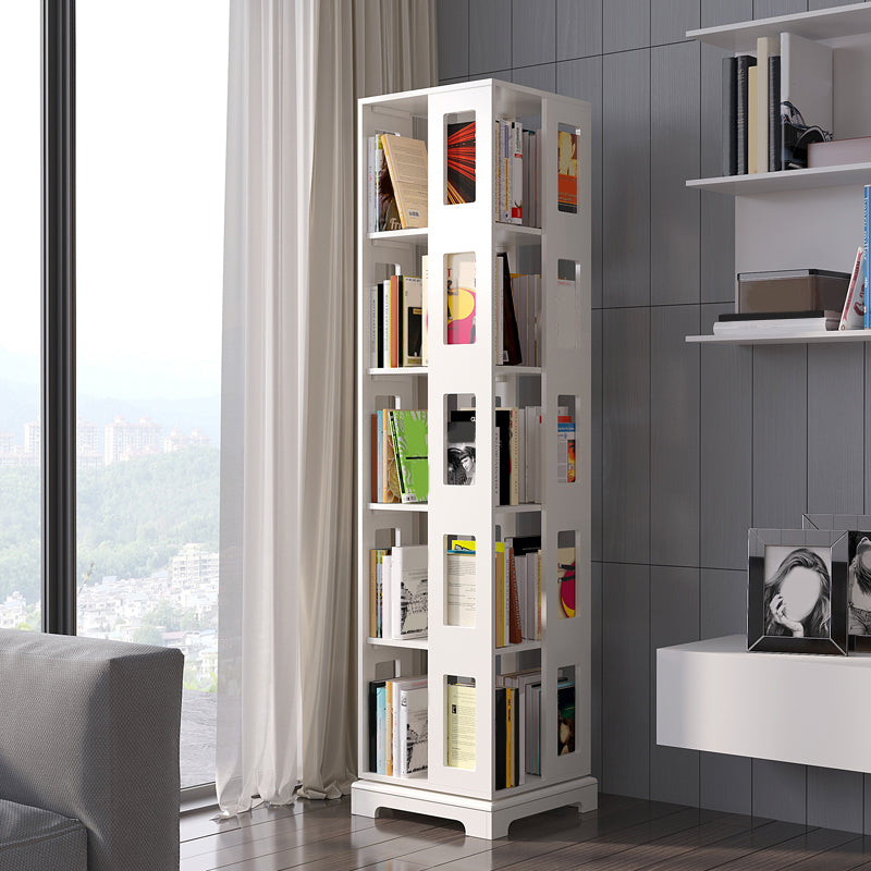 Geometric Shape Bookshelf Scandinavian Wooden Open Back Bookcase 17.7"L x 17.7"W x 70"H White Clearhalo 'Bookcases' 'furn' 'furn_bookcases' 'Furniture' 'Office Furniture' 5637327