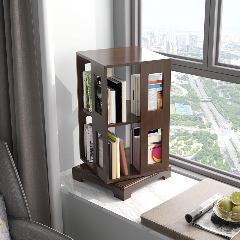 Geometric Shape Bookshelf Scandinavian Wooden Open Back Bookcase 17.7"L x 17.7"W x 29.9"H Walnut Clearhalo 'Bookcases' 'furn' 'furn_bookcases' 'Furniture' 'Office Furniture' 5637328