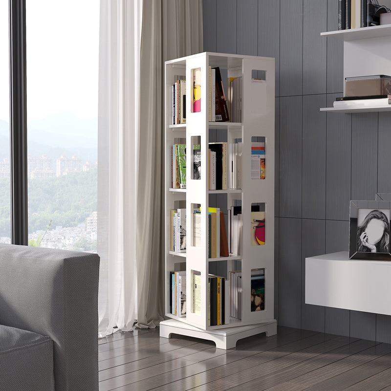 Geometric Shape Bookshelf Scandinavian Wooden Open Back Bookcase 17.7"L x 17.7"W x 57"H White Clearhalo 'Bookcases' 'furn' 'furn_bookcases' 'Furniture' 'Office Furniture' 5637332