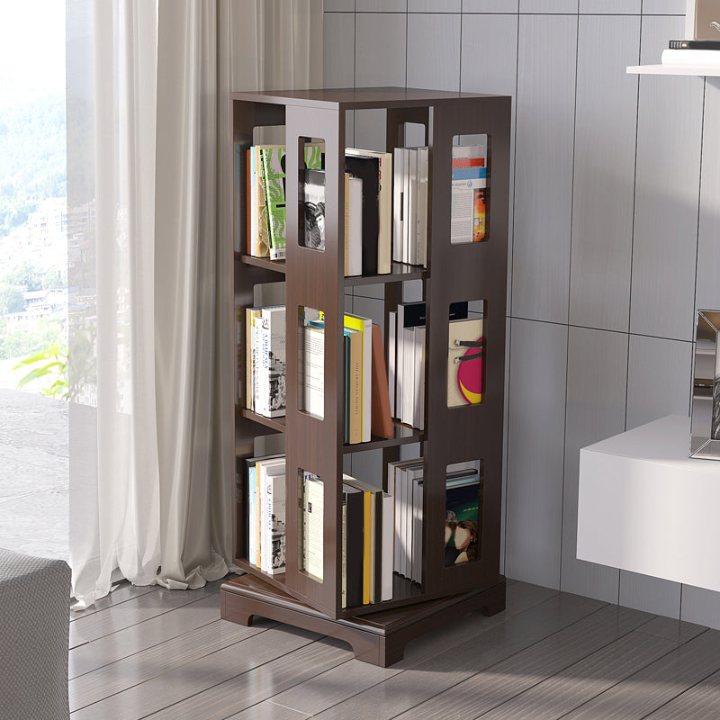 Geometric Shape Bookshelf Scandinavian Wooden Open Back Bookcase 17.7"L x 17.7"W x 43.3"H Walnut Clearhalo 'Bookcases' 'furn' 'furn_bookcases' 'Furniture' 'Office Furniture' 5637333