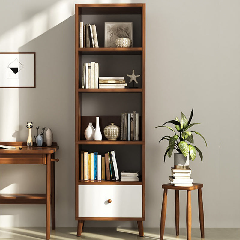 Modern Solid Wood Bookcase 20-inch Standard Bookshelf for Home 19.7"L x 11.8"W x 70.9"H Walnut Clearhalo 'Bookcases' 'furn' 'furn_bookcases' 'Furniture' 'Office Furniture' 5637370