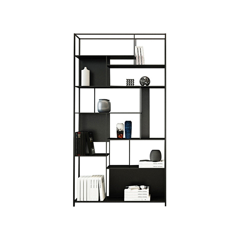 Rectangle Metal Bookshelf Scandinavian Open Bookcase with Shelves 31.5"L x 9.8"W x 78.7"H Black Clearhalo 'Bookcases' 'furn' 'furn_bookcases' 'Furniture' 'Office Furniture' 5637382