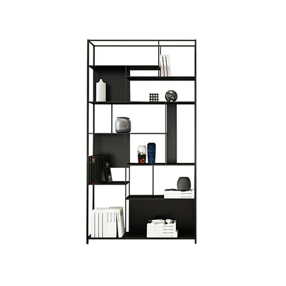 Rectangle Metal Bookshelf Scandinavian Open Bookcase with Shelves 31.5"L x 9.8"W x 78.7"H Black Clearhalo 'Bookcases' 'furn' 'furn_bookcases' 'Furniture' 'Office Furniture' 5637382