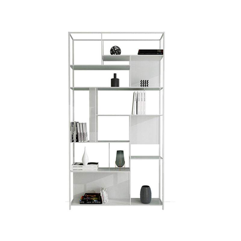 Rectangle Metal Bookshelf Scandinavian Open Bookcase with Shelves 31.5"L x 9.8"W x 78.7"H White Clearhalo 'Bookcases' 'furn' 'furn_bookcases' 'Furniture' 'Office Furniture' 5637383