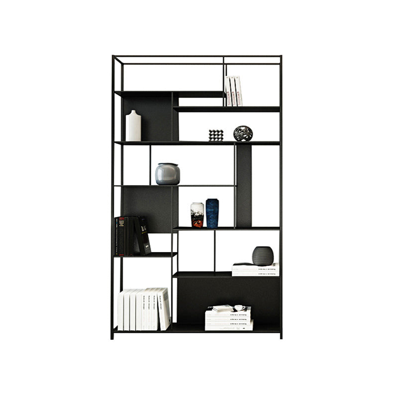 Rectangle Metal Bookshelf Scandinavian Open Bookcase with Shelves 39.4"L x 9.8"W x 78.7"H Black Clearhalo 'Bookcases' 'furn' 'furn_bookcases' 'Furniture' 'Office Furniture' 5637387