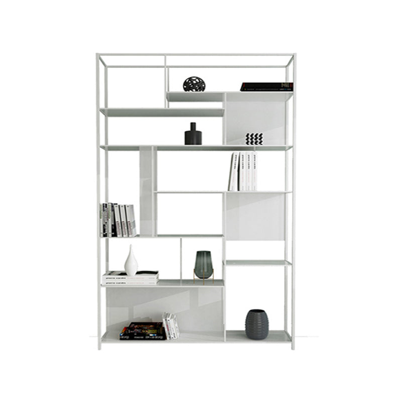 Rectangle Metal Bookshelf Scandinavian Open Bookcase with Shelves 39.4"L x 9.8"W x 78.7"H White Clearhalo 'Bookcases' 'furn' 'furn_bookcases' 'Furniture' 'Office Furniture' 5637389