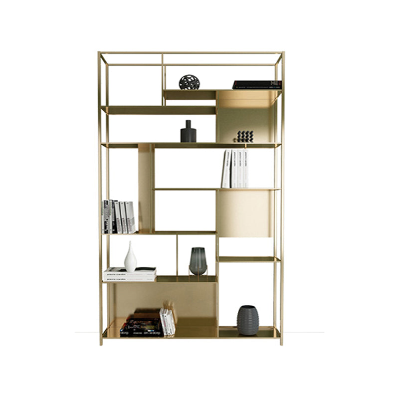 Rectangle Metal Bookshelf Scandinavian Open Bookcase with Shelves 39.4"L x 9.8"W x 78.7"H Gold Clearhalo 'Bookcases' 'furn' 'furn_bookcases' 'Furniture' 'Office Furniture' 5637392