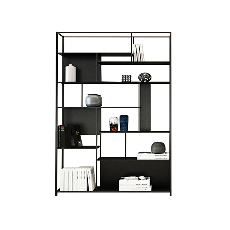 Rectangle Metal Bookshelf Scandinavian Open Bookcase with Shelves 47.2"L x 9.8"W x 78.7"H Black Clearhalo 'Bookcases' 'furn' 'furn_bookcases' 'Furniture' 'Office Furniture' 5637393