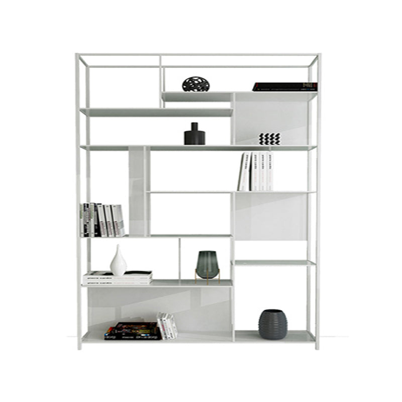 Rectangle Metal Bookshelf Scandinavian Open Bookcase with Shelves 47.2"L x 9.8"W x 78.7"H White Clearhalo 'Bookcases' 'furn' 'furn_bookcases' 'Furniture' 'Office Furniture' 5637395